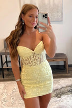 Load image into Gallery viewer, Royal Blue Sweetheart Homecoming Dress with Appliques
