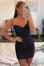 Load image into Gallery viewer, Royal Blue Sweetheart Homecoming Dress with Appliques
