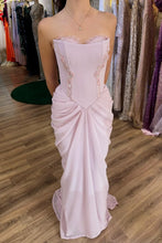 Load image into Gallery viewer, Princess Mermaid Strapless Pink Corset Long Party Dress with Ruffles
