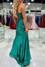 Load image into Gallery viewer, Bling Mermaid Spaghetti Straps Green Sequins Long Prom Dress with Split Front
