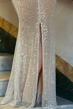 Load image into Gallery viewer, Bling Sheath Spaghetti Straps Silver Sequins Long Party Dress
