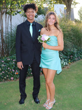 Load image into Gallery viewer, Cute A Line Strapless Pink Satin Short Homecoming Dress
