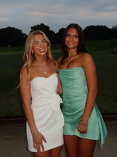 Load image into Gallery viewer, Cute A Line Strapless Pink Satin Short Homecoming Dress
