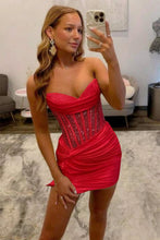 Load image into Gallery viewer, Sparkly Bodycon Sweetheart Yellow Corset Homecoming Dress with Beading