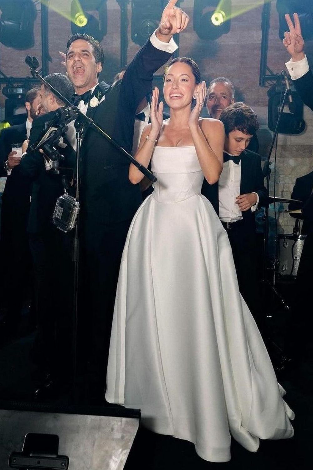 Charming A Line Strapless White Wedding Dress with Sweep Train