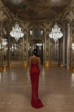 Load image into Gallery viewer, Sparkly Mermaid Spaghetti Straps Red Sequins Long Prom Dress
