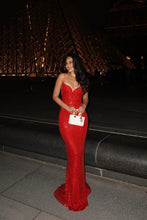 Load image into Gallery viewer, Sparkly Mermaid Spaghetti Straps Red Sequins Long Prom Dress
