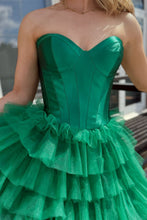 Load image into Gallery viewer, Princess A Line Sweetheart Green Long Prom Dress with Ruffles
