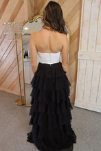 Load image into Gallery viewer, Cute Royal Blue A-Line Strapless Long Tiered Prom Dress with Slit
