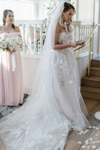 Load image into Gallery viewer, Gorgeous A Line Sweetheart White Long Bridal Dress with Appliques
