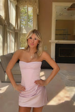 Load image into Gallery viewer, Cute Sheath Sweetheart Light Blue Corset Homecoming Dress with Criss Cross Back