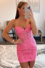 Load image into Gallery viewer, Royal Blue Sweetheart Homecoming Dress with Appliques
