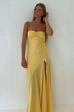 Load image into Gallery viewer, Simple Sheath Spaghetti Straps Pink Long Party Dress with Split Front

