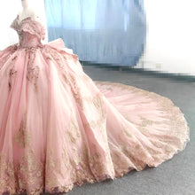 Load image into Gallery viewer, Princess Pink Sweetheart Ball Gown Quinceanera Dress with Appliques Sweep Train
