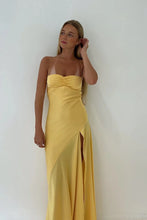 Load image into Gallery viewer, Simple Sheath Spaghetti Straps Pink Long Party Dress with Split Front

