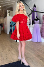 Load image into Gallery viewer, Gorgeous A Line Off the Shoulder Royal Blue Cortset Homecoming Dress
