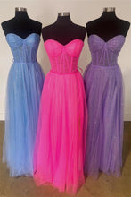 Load image into Gallery viewer, Bling A Line Sweetheart Hot Pink Corset Prom Dress
