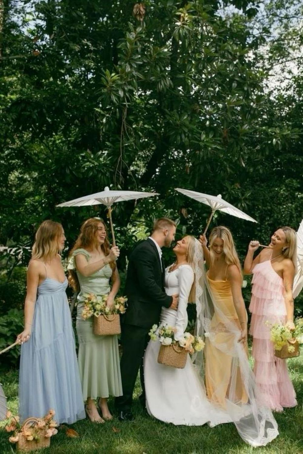 Stylish A Line Halter Neck/Spaghetti Straps Long Bridesmaid Dress with Ruffles