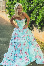 Load image into Gallery viewer, Pretty A Line Sweetheart Mint Green Corset Prom Dress with Appliques Ruffles