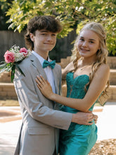 Load image into Gallery viewer, Stunning Fuchsia Bodycon Sweetheart Lace Top Short Satin Homecoming Dress
