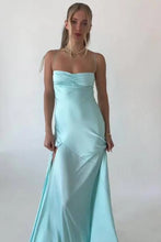 Load image into Gallery viewer, Simple Sheath Spaghetti Straps Pink Long Party Dress with Split Front
