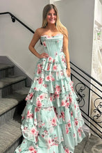 Load image into Gallery viewer, Pretty A Line Sweetheart Mint Green Corset Prom Dress with Appliques Ruffles