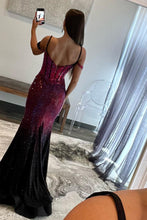 Load image into Gallery viewer, Luxurious Burgundy Mermaid Off The Shoulder Long Corset Beaded Prom Dress

