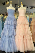 Load image into Gallery viewer, Trendy A Line Strapless Apricot Long Prom Dress with Ruffles

