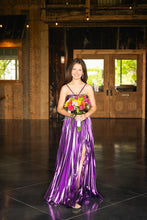 Load image into Gallery viewer, Sparkly Gold A-Line Halter Neck Long Prom Party Dress With Split
