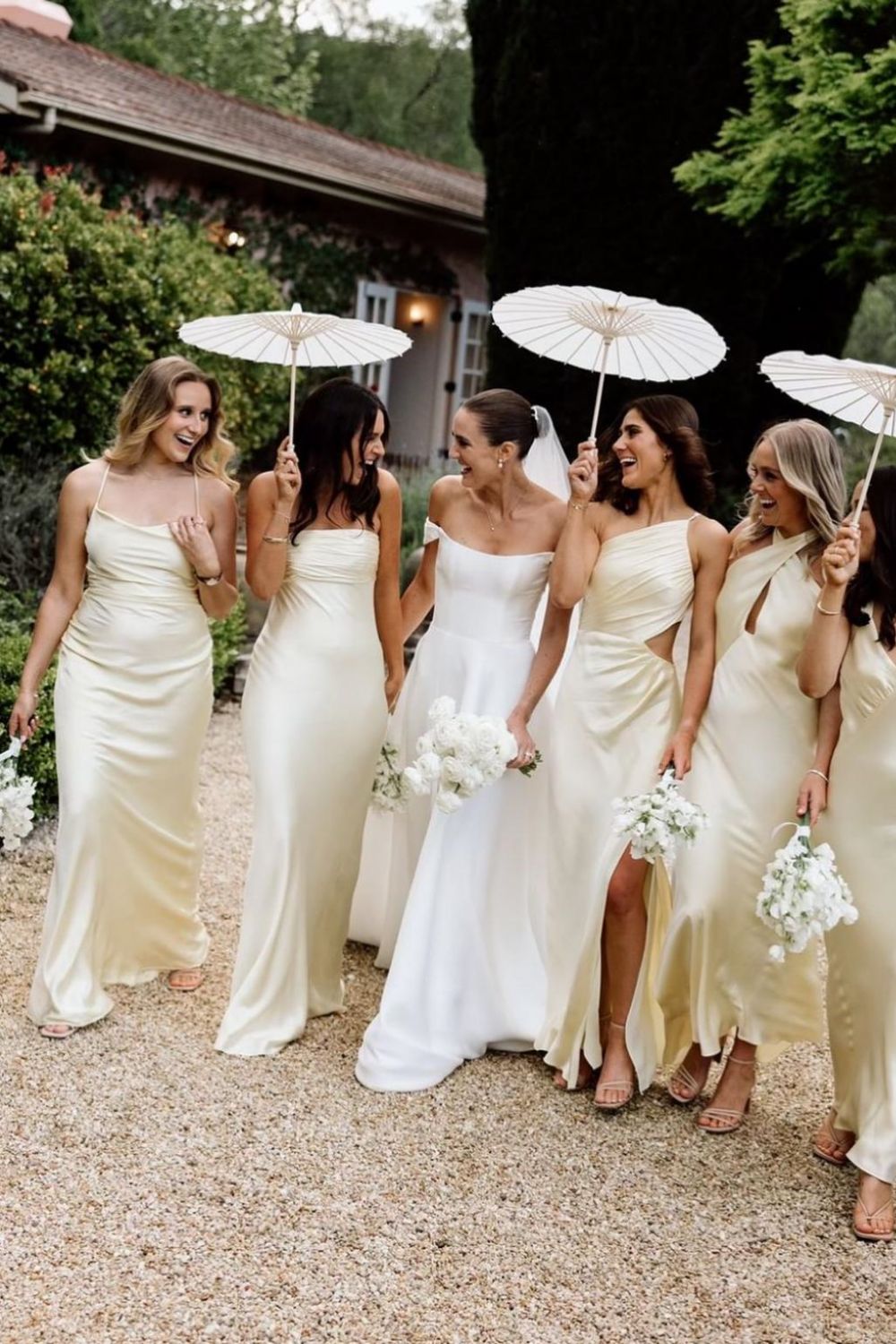 Simple Sheath Spaghetti Straps Light Yellow Long Bridesmaid Dress with Keyhole