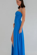 Load image into Gallery viewer, Simple Sheath Spaghetti Straps Pink Long Party Dress with Split Front
