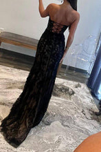 Load image into Gallery viewer, Mermaid Sweetheart Black Corset Prom Dress with Appliques
