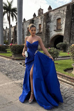 Load image into Gallery viewer, Classic A Line Sweetheart Royal Blue Long Prom Dress with Split Front
