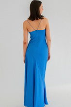 Load image into Gallery viewer, Simple Sheath Spaghetti Straps Pink Long Party Dress with Split Front
