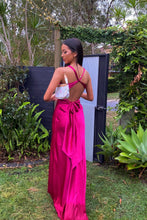 Load image into Gallery viewer, Trendy Sheath Halter Neck Purple Long Party Dress with Open Back Bowknot

