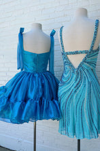 Load image into Gallery viewer, Cute Barbie Style A-Line Tie Straps Short Organza Homecoming Dress
