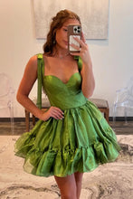 Load image into Gallery viewer, Cute Barbie Style A-Line Tie Straps Short Organza Homecoming Dress
