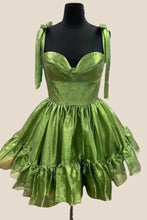 Load image into Gallery viewer, Cute Barbie Style A-Line Tie Straps Short Organza Homecoming Dress

