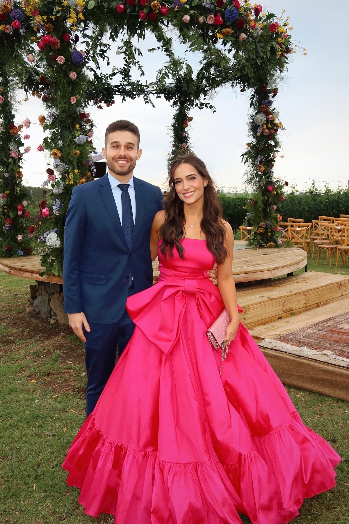 Sweety A Line Strapless Pink Long Party Dress with Bowknot