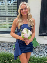Load image into Gallery viewer, Cute A Line Strapless Pink Satin Short Homecoming Dress

