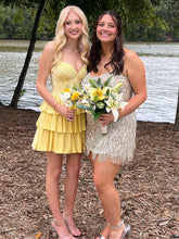 Load image into Gallery viewer, Cute A Line Sweetheart Silver Short Homecoming Dress with Beading
