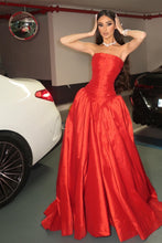 Load image into Gallery viewer, Princess A Line Strapless Red Long Party Dress with Ruffles
