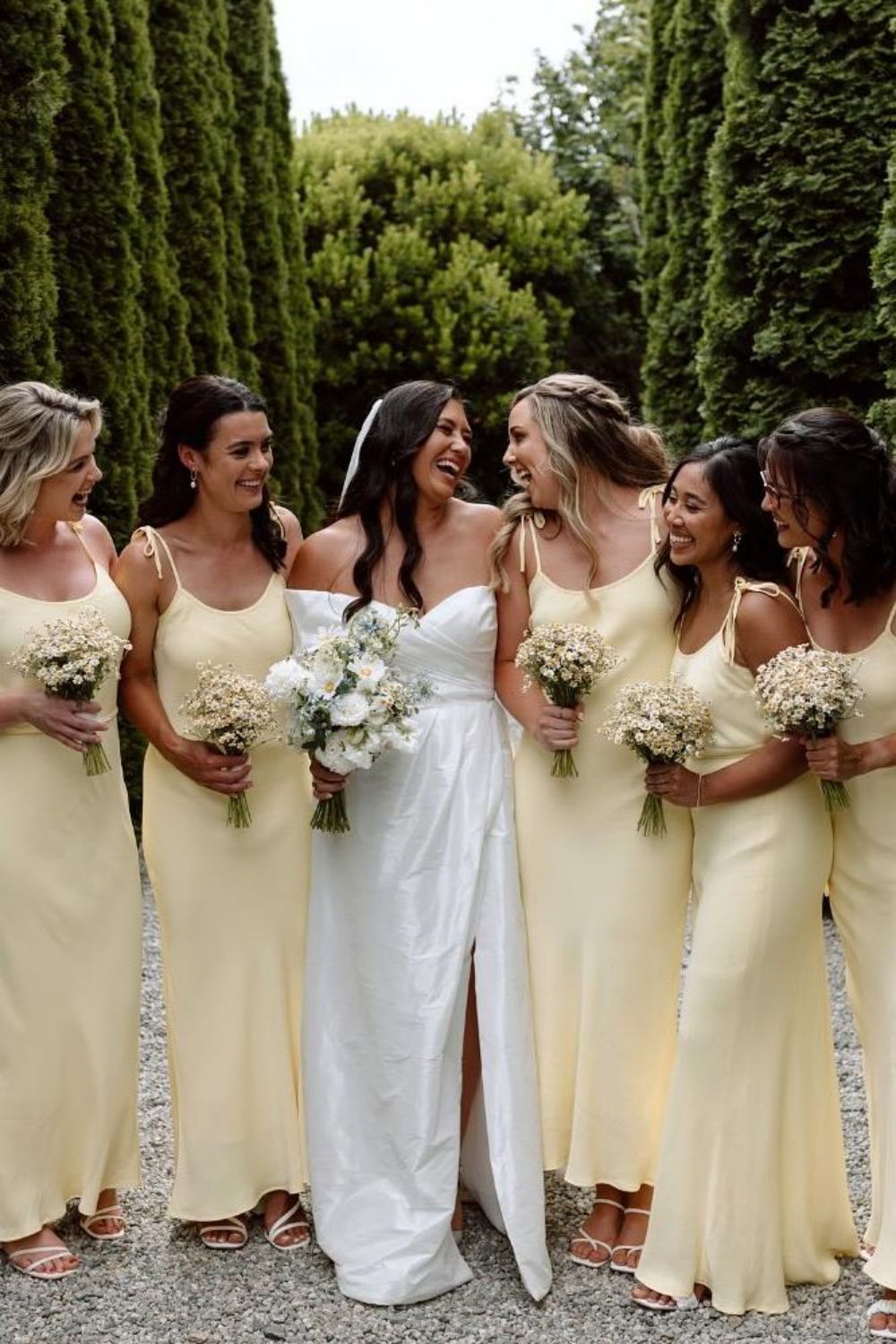 Beautiful A Line Spaghetti Straps Yellow Long Bridesmaid Dress