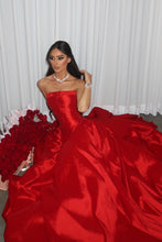 Load image into Gallery viewer, Princess A Line Strapless Red Long Party Dress with Ruffles
