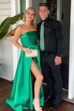 Load image into Gallery viewer, Trendy A Line Strapless Red Long Prom Dress with Split Front
