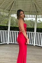 Load image into Gallery viewer, Trendy Mermaid Spaghetti Straps Green Corset Prom Dress with Split Front
