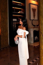 Load image into Gallery viewer, Elegant Mermaid Off the Shoulder White Long Party Dress with Bowknot

