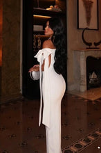 Load image into Gallery viewer, Elegant Mermaid Off the Shoulder White Long Party Dress with Bowknot
