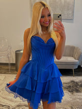 Load image into Gallery viewer, Cute A Line Sweetheart Lilac Corset Homecoming Dress with Ruffles Appliques
