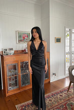 Load image into Gallery viewer, Trendy Sheath Halter Neck Purple Long Party Dress with Open Back Bowknot
